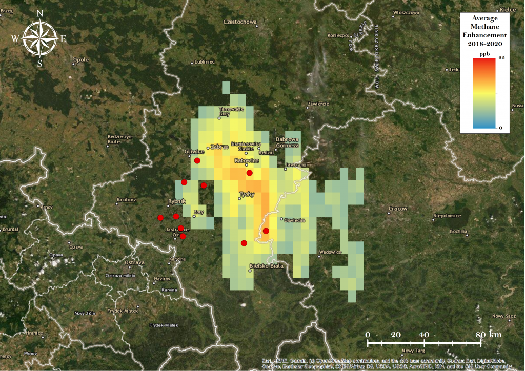 Methane concentrations over southern Poland