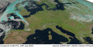 Europe on 19th July 2022 Meteosat-11 satellite