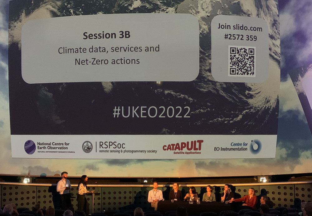 Climate data, services and net zero actions panel session in the Planetarium, National Space Centre 